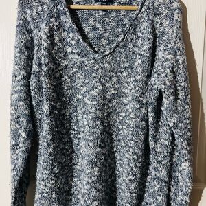 Ralph Lauren Chaps Navy and White V-Neck Sweater